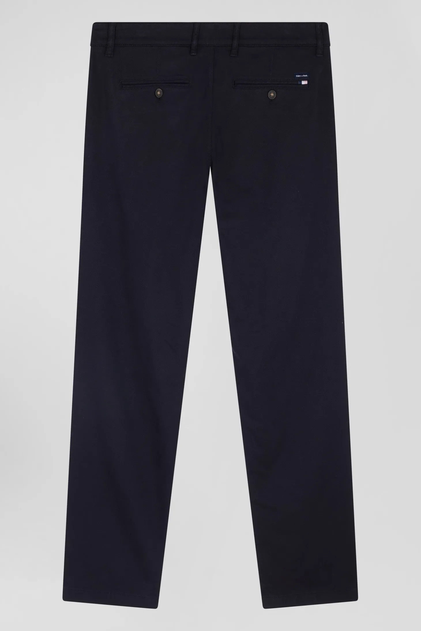 Pantalon chino en piqué de coton stretch et modal marine coupe Regular