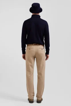 Pantalon chino en piqué de coton stretch et modal chanvre coupe Regular