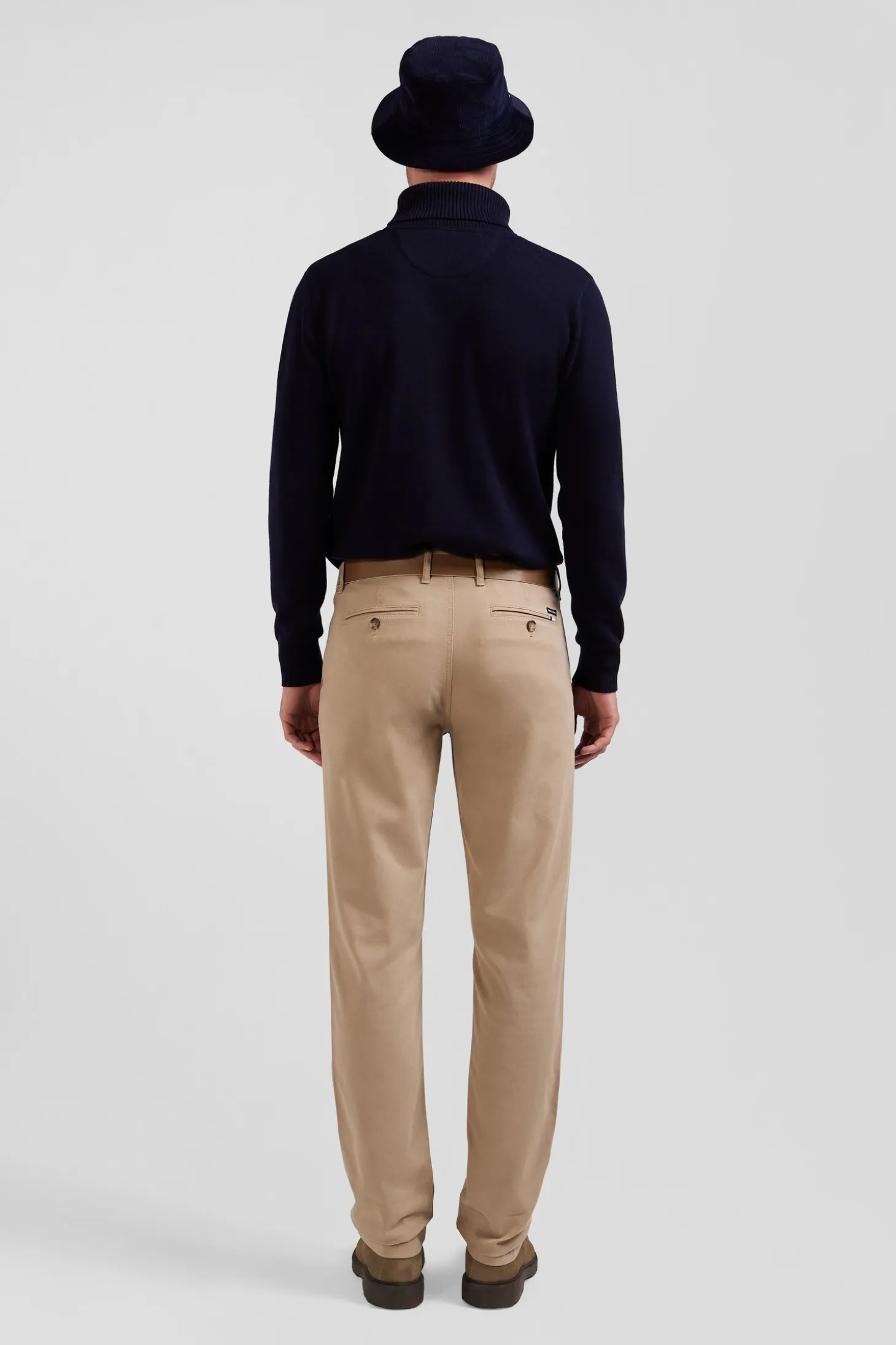 Pantalon chino en piqué de coton stretch et modal chanvre coupe Regular