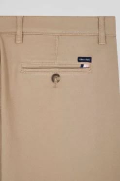 Pantalon chino en piqué de coton stretch et modal chanvre coupe Regular