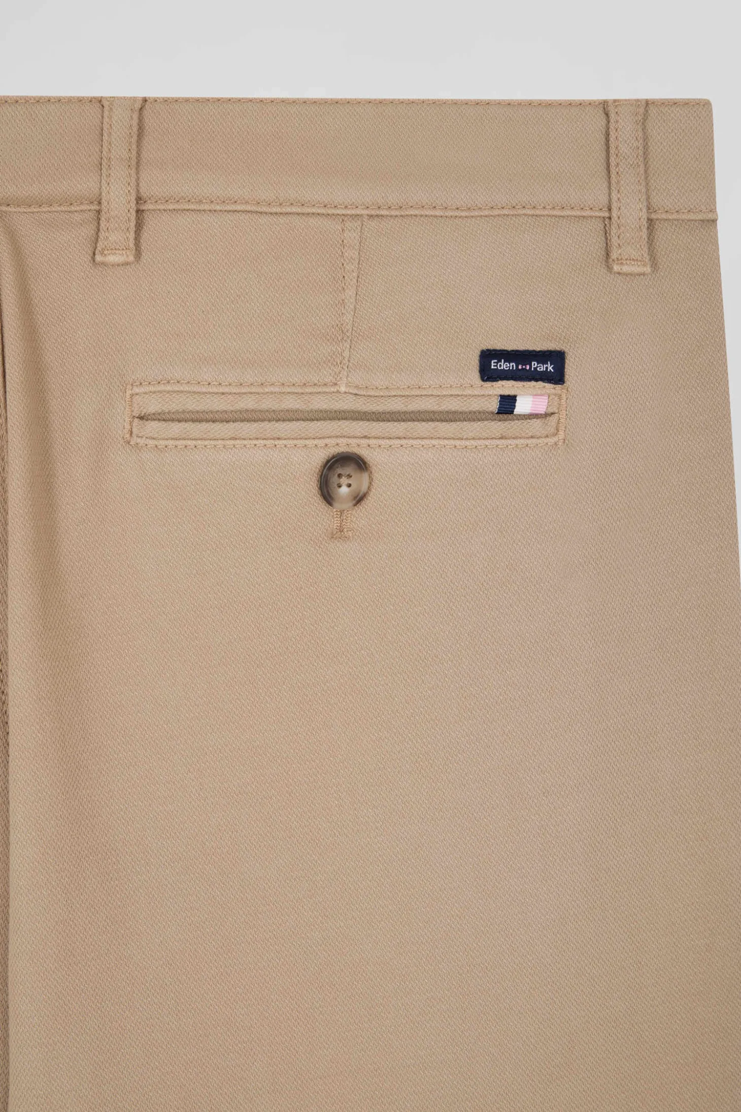 Pantalon chino en piqué de coton stretch et modal chanvre coupe Regular