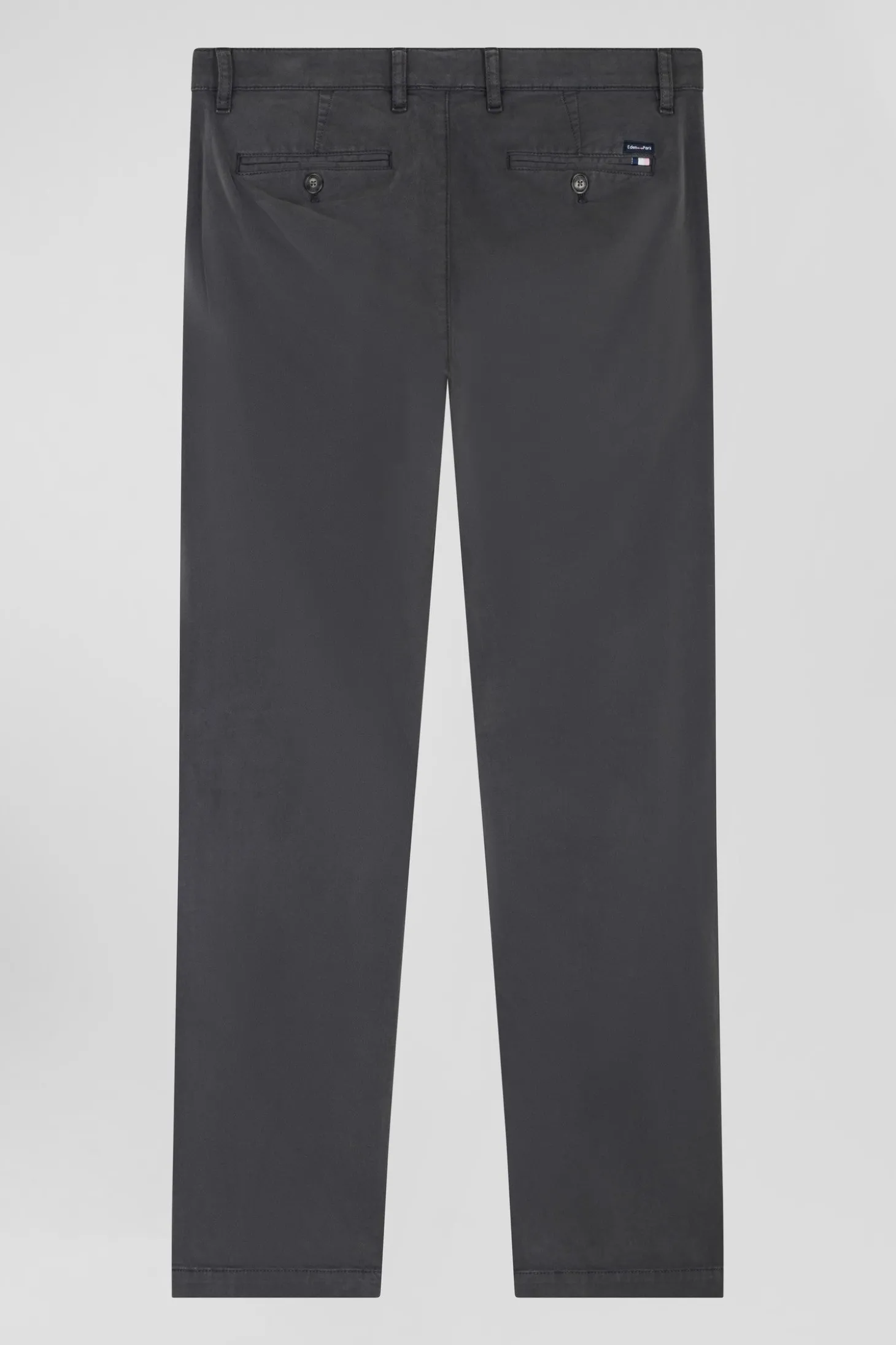 Pantalon chino gris anthracite en gabardine de coton stretch coupe Regular