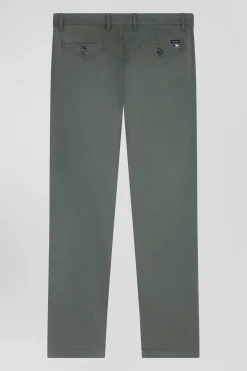 Pantalon chino gris en gabardine de coton stretch coupe Regular