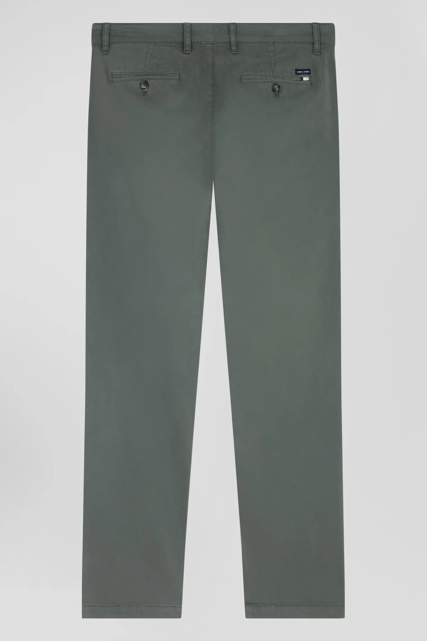 Pantalon chino gris en gabardine de coton stretch coupe Regular