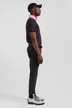 Pantalon chino noir en gabardine de coton stretch coupe Regular