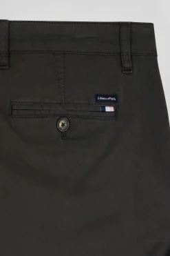Pantalon chino noir en gabardine de coton stretch coupe Regular