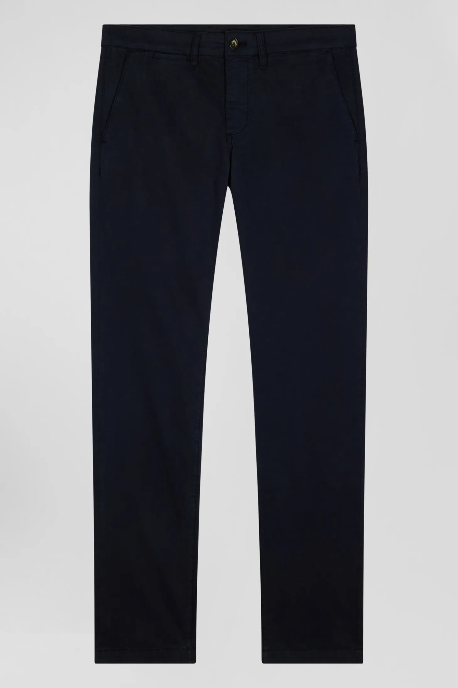 Pantalon chino uni en coton stretch bleu marine coupe Slim