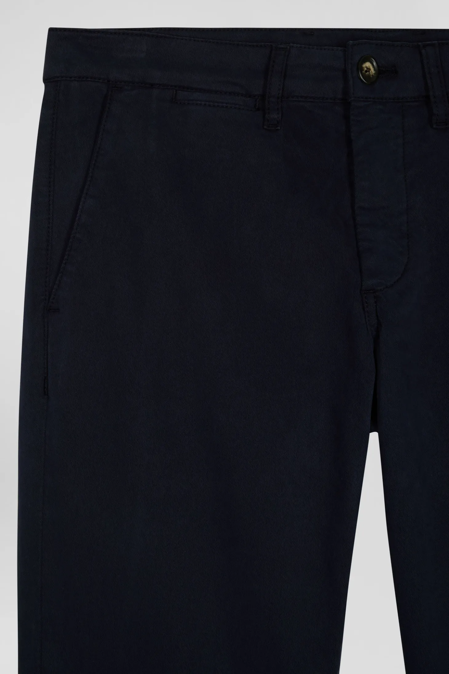 Pantalon chino uni en coton stretch bleu marine coupe Slim