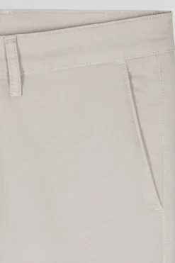 Pantalon chino uni en coton stretch beige coupe Slim
