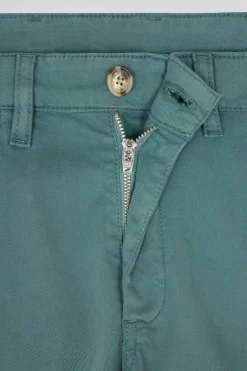 Pantalon chino vert en gabardine de coton stretch coupe Regular