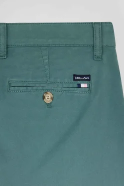 Pantalon chino vert en gabardine de coton stretch coupe Regular