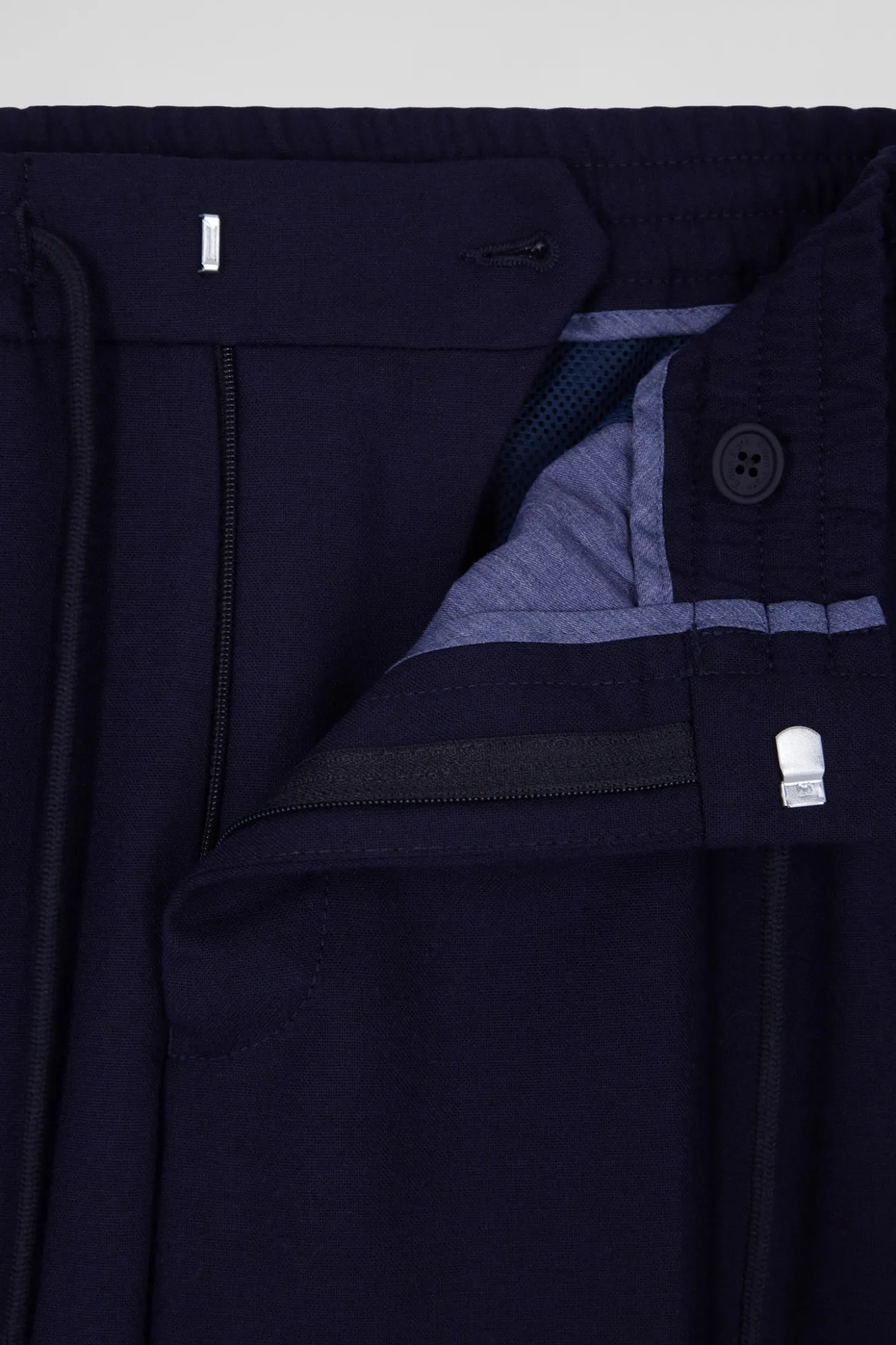 Pantalon en laine mélangée taille élastique marine coupe Modern