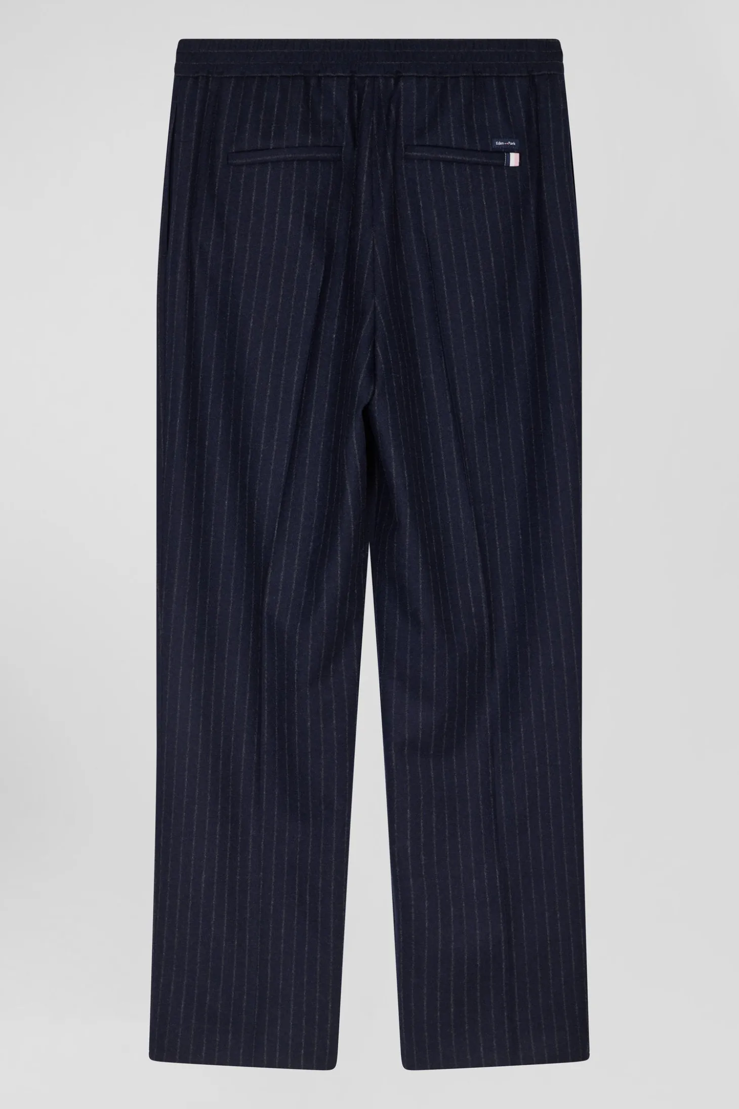 Pantalon en laine rayé bleu marine coupe Modern