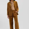 Pantalon en velours côtelé camel à carreaux coupe Modern