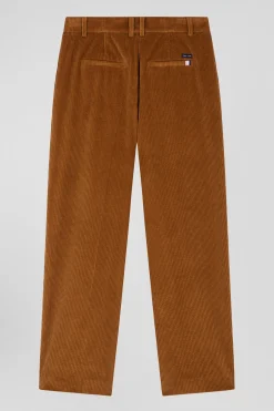 Pantalon en velours côtelé camel à carreaux coupe Modern
