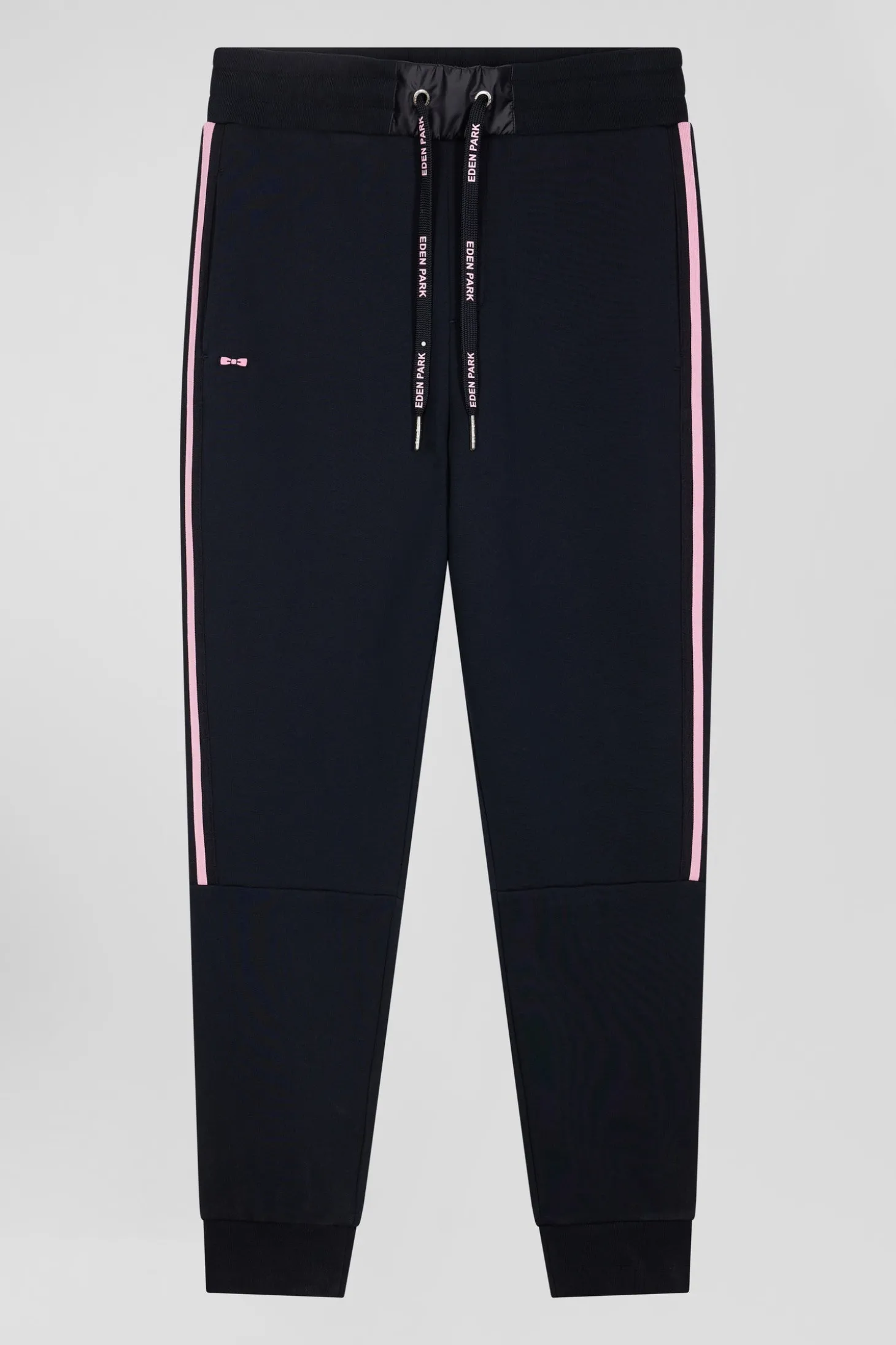 Pantalon jogging en coton mélangé bleu marine galon rayé coupe Regular