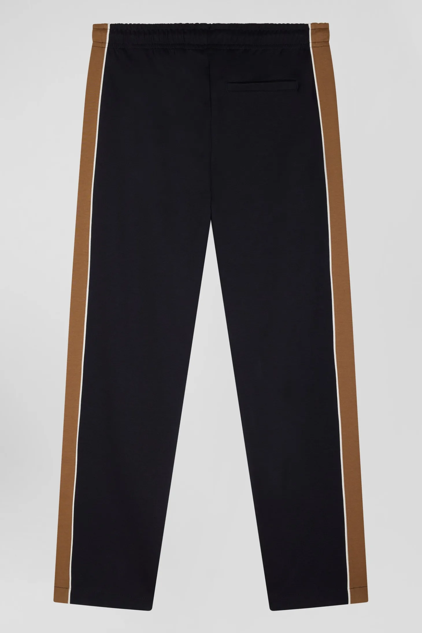 Pantalon jogging en coton mélangé camel coupe Regular passepoil jambes