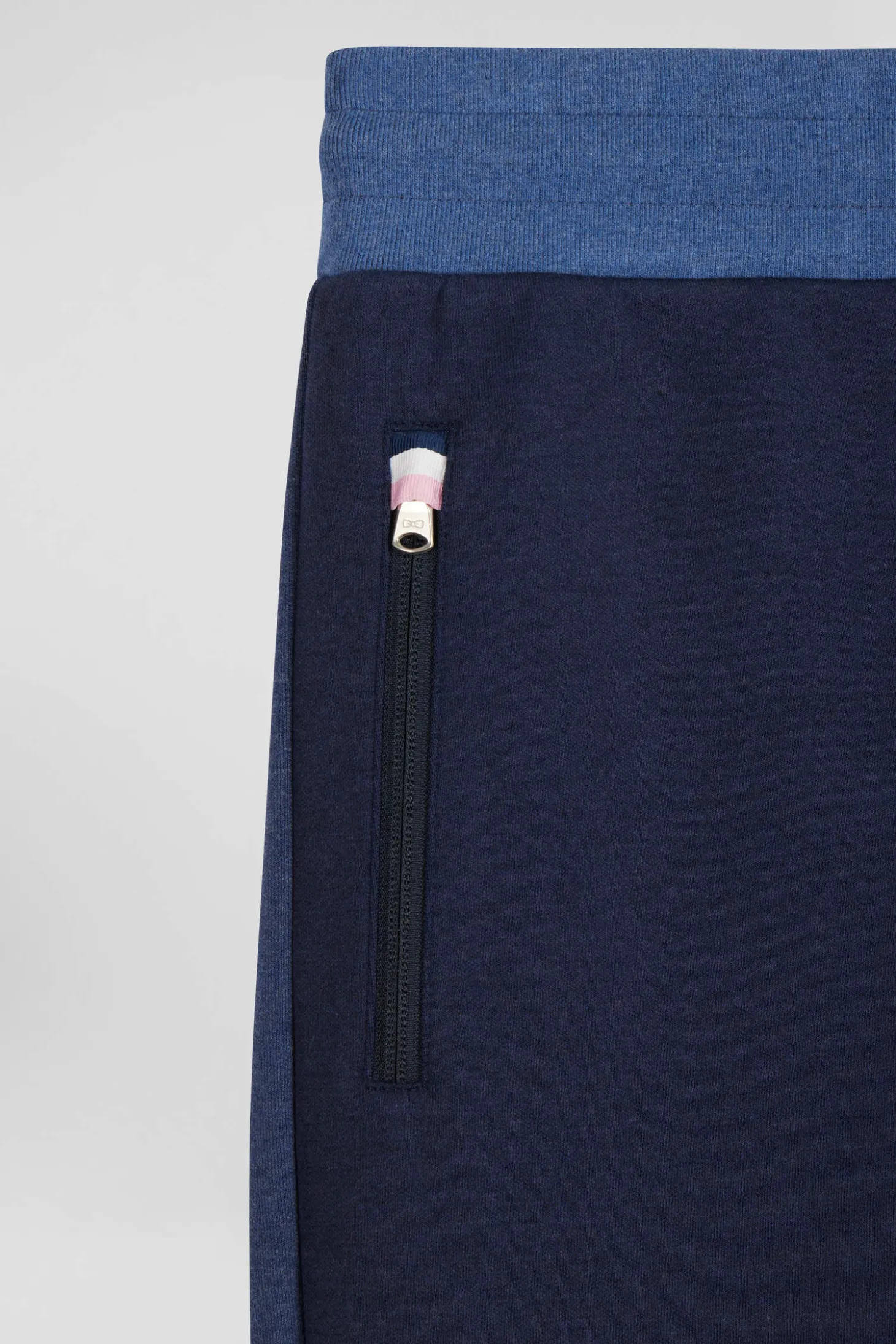 Pantalon jogging en coton mélangé bicolore bleu marine coupe Regular