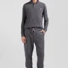 Pantalon jogging en molleton coton gratté gris coupe Regular