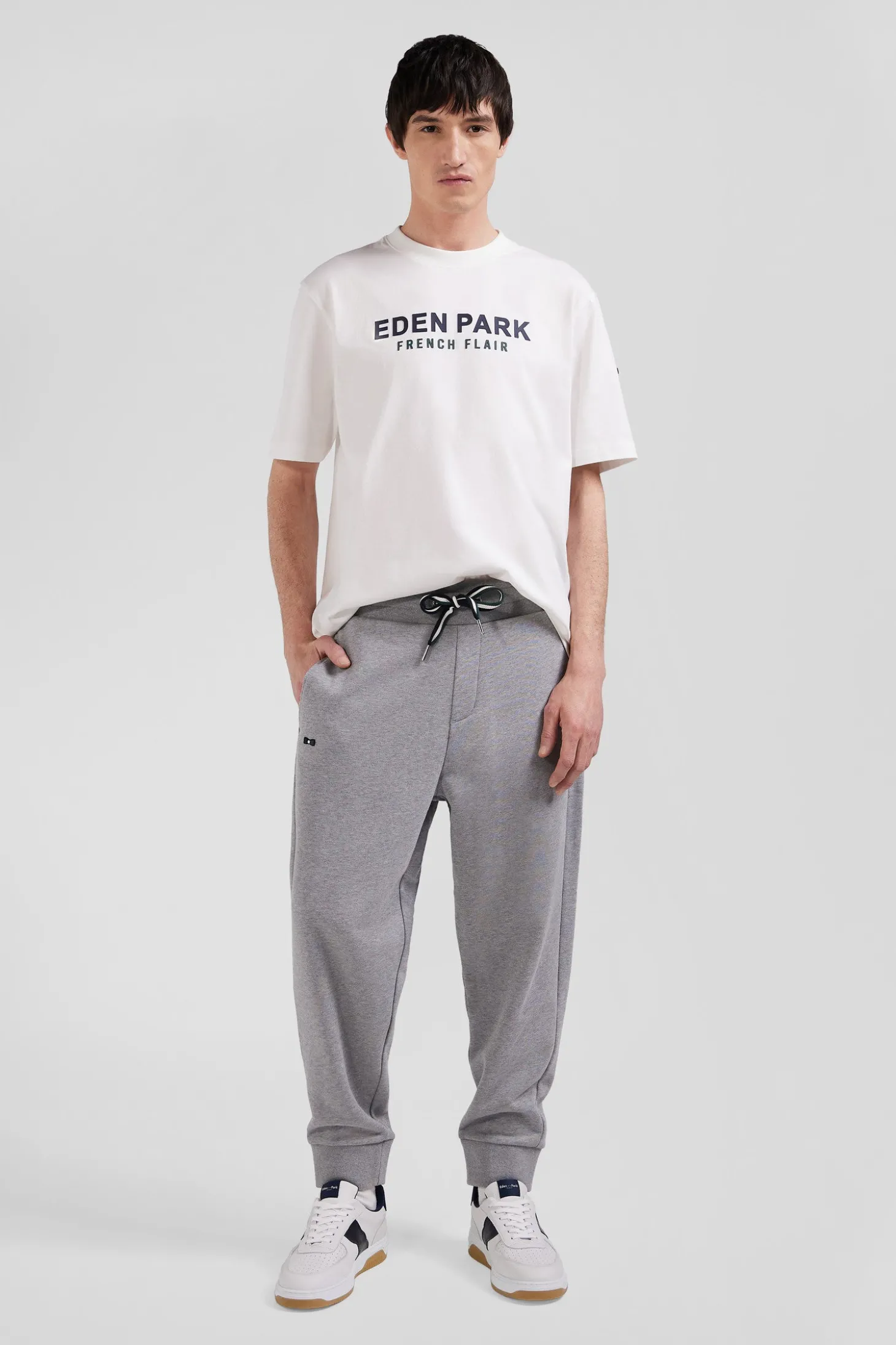 Pantalon jogging en molleton gratté gris coupe Relaxed