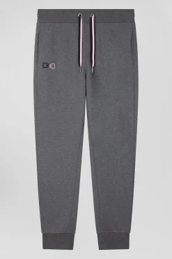 Pantalon jogging en molleton coton gratté gris coupe Regular