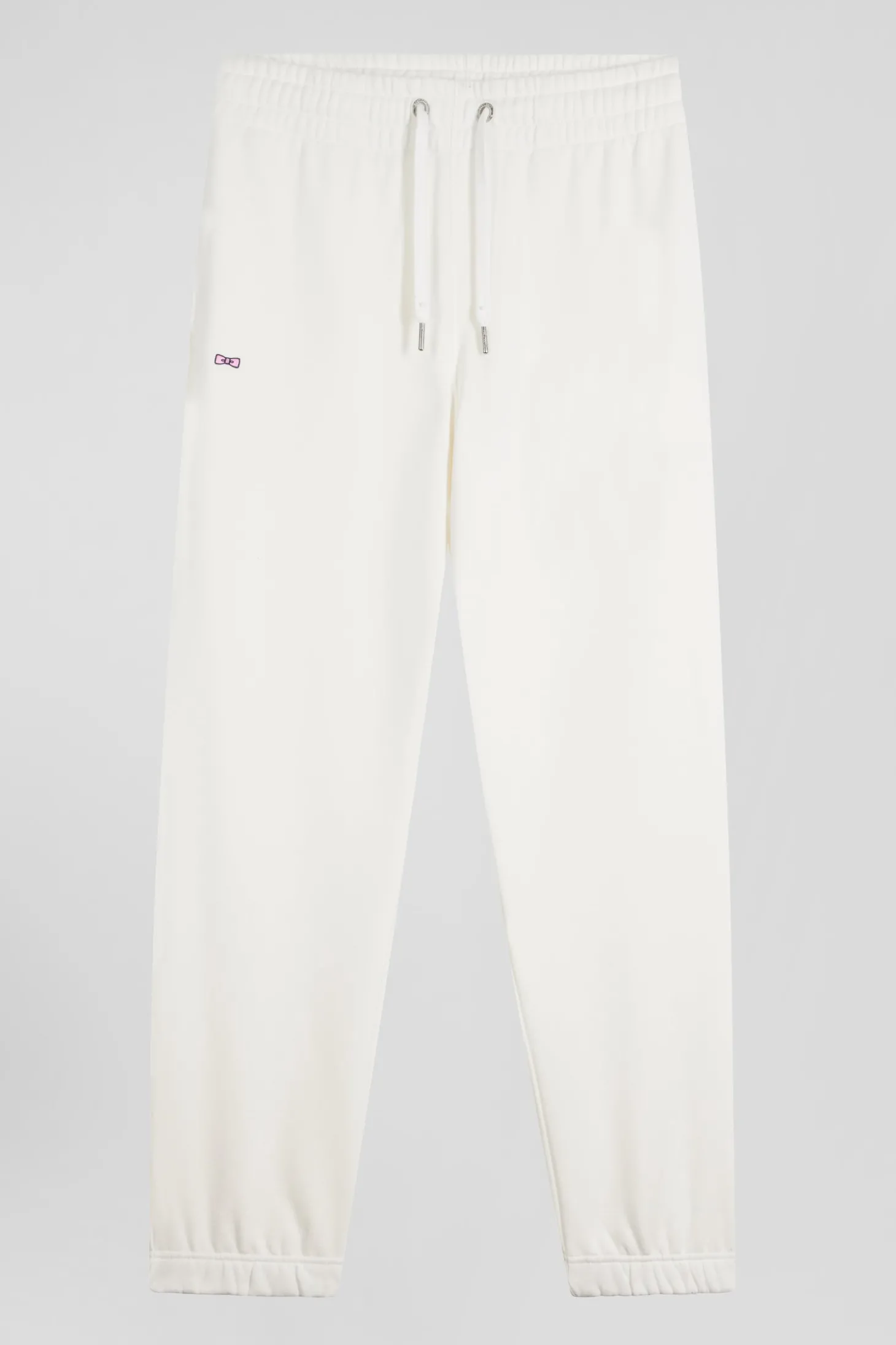 Pantalon jogging en molleton gratté écru coupe Regular