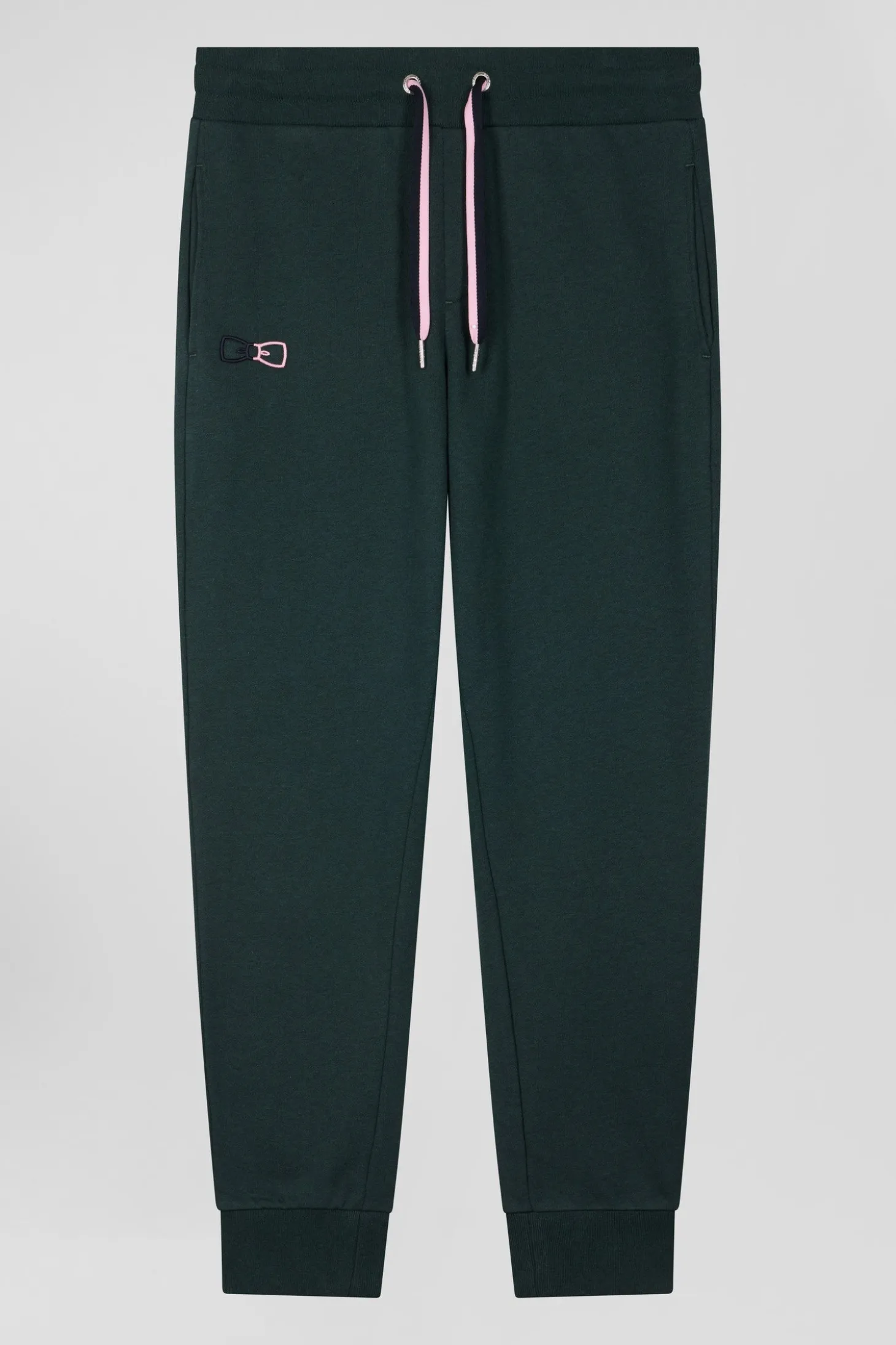Pantalon jogging en molleton coton gratté vert coupe Regular