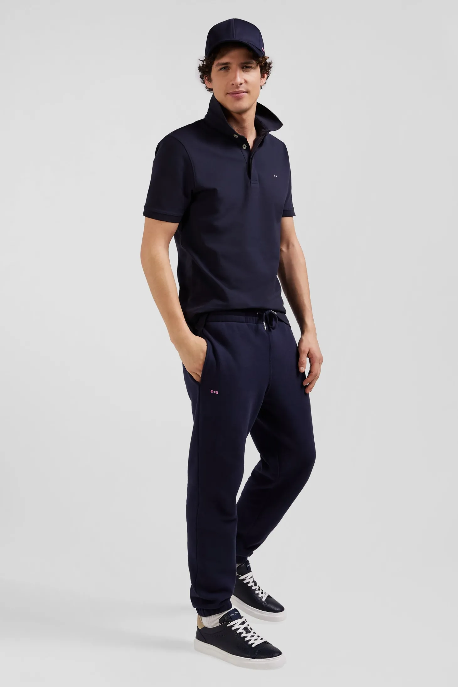 Pantalon jogging en molleton gratté bleu marine coupe Regular