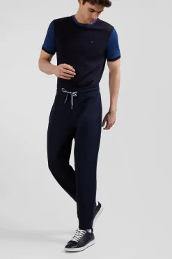 Pantalon jogging en molleton gratté bleu marine coupe Relaxed