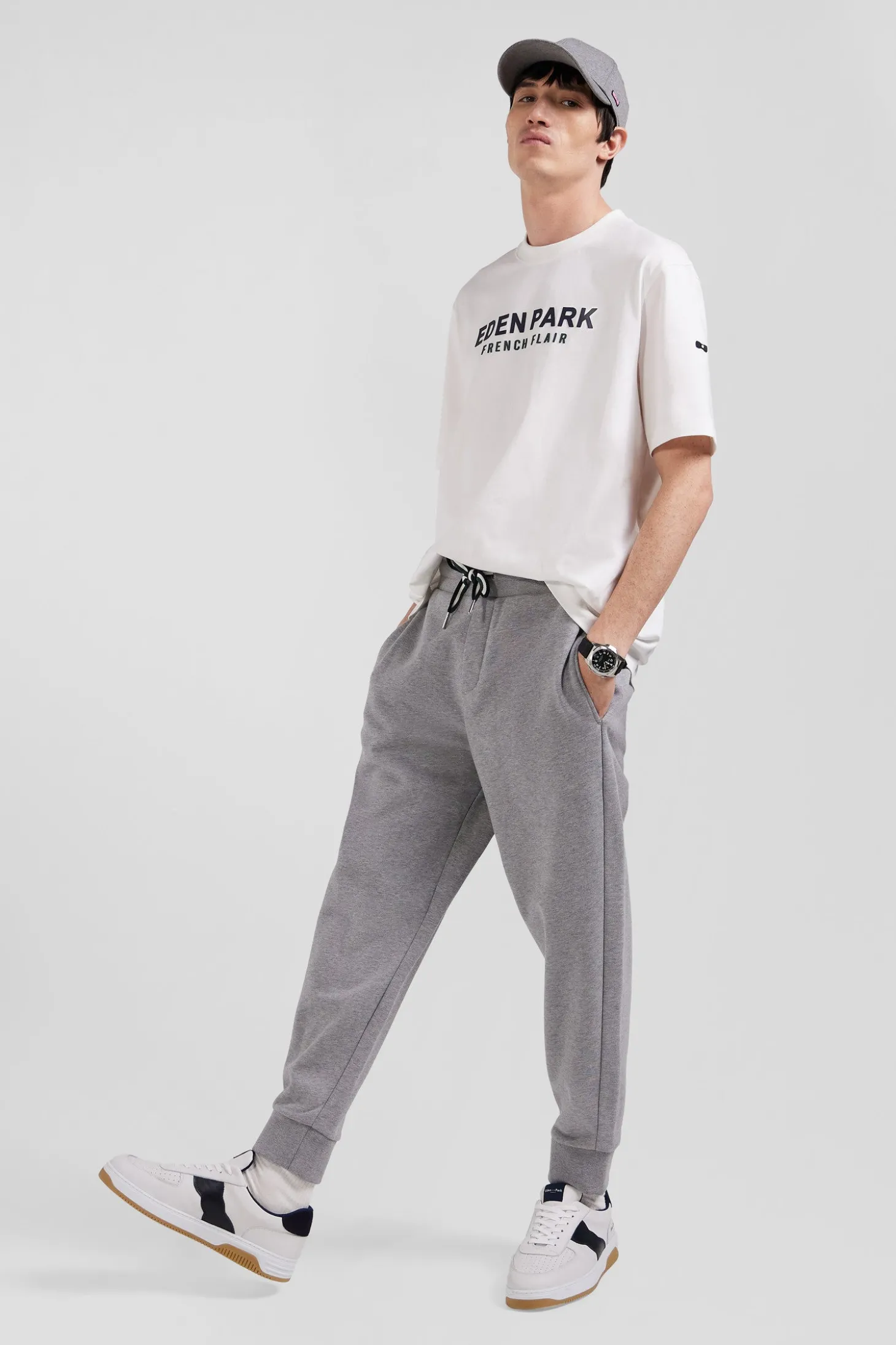 Pantalon jogging en molleton gratté gris coupe Relaxed