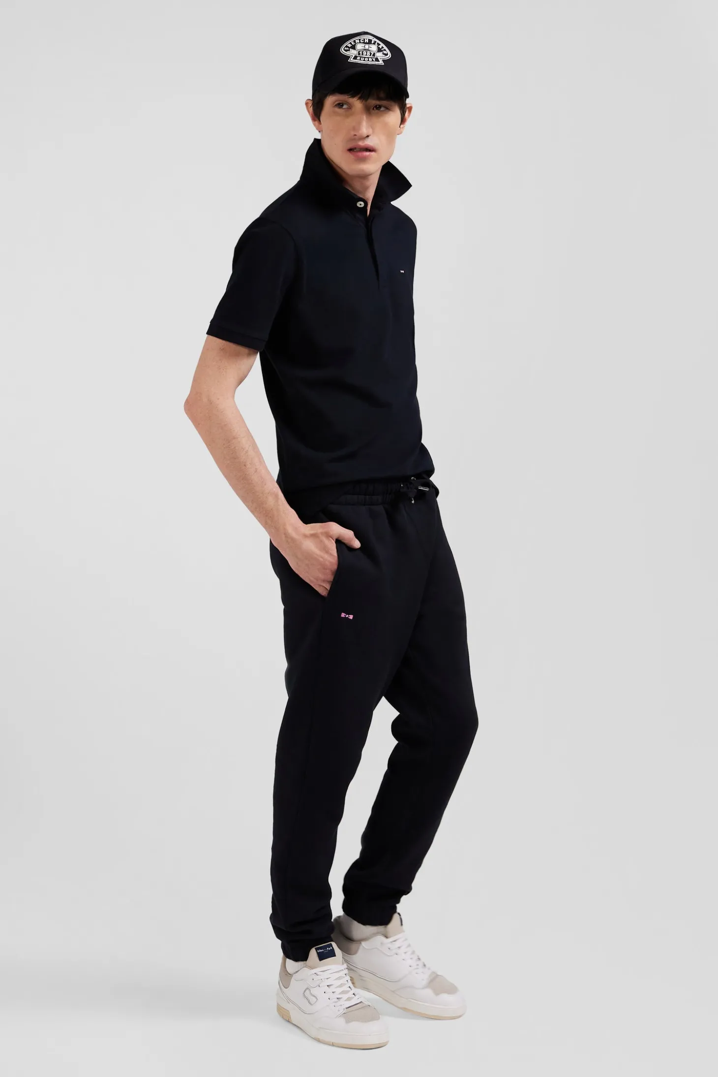 Pantalon jogging en molleton gratté noir coupe Regular