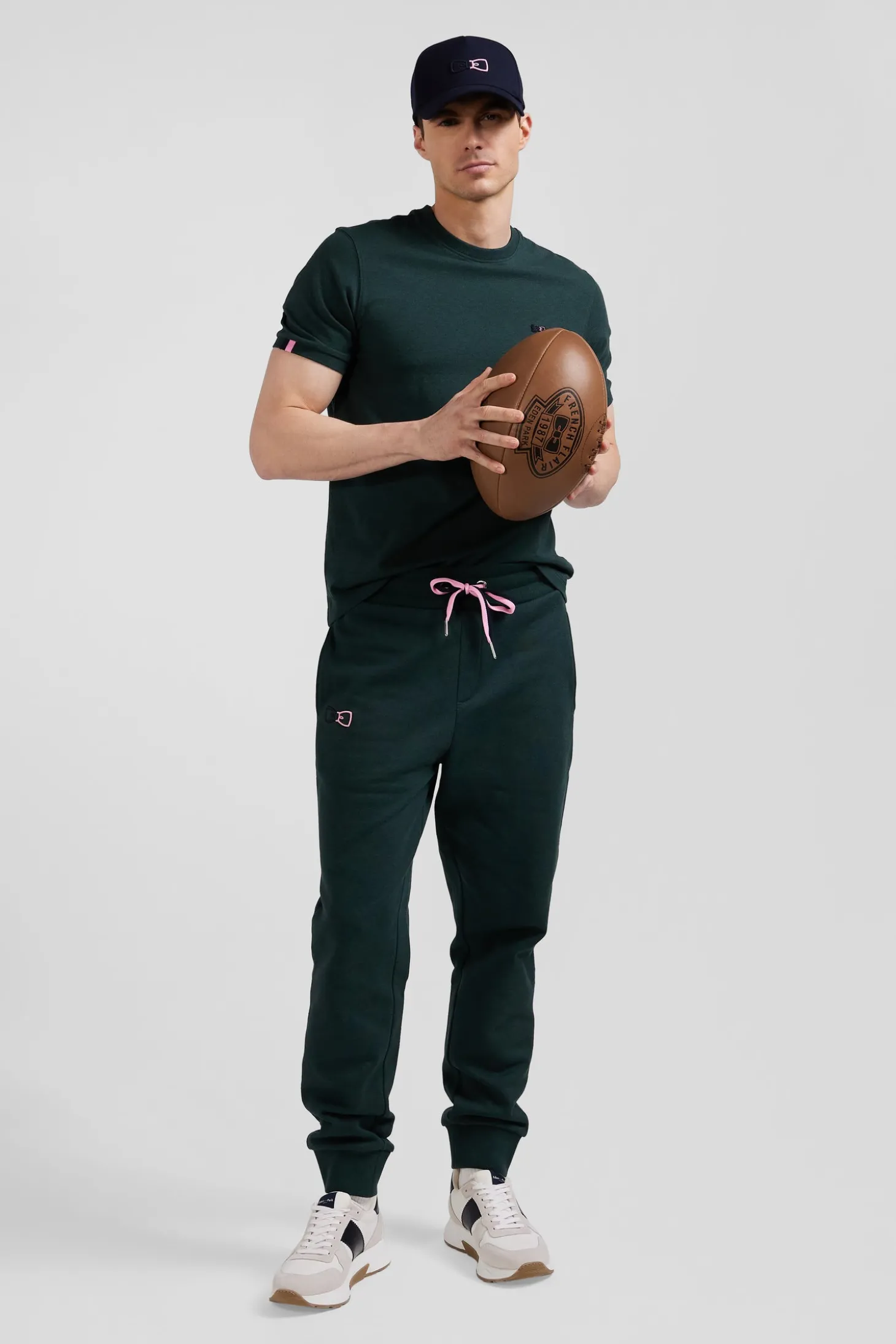 Pantalon jogging en molleton coton gratté vert coupe Regular