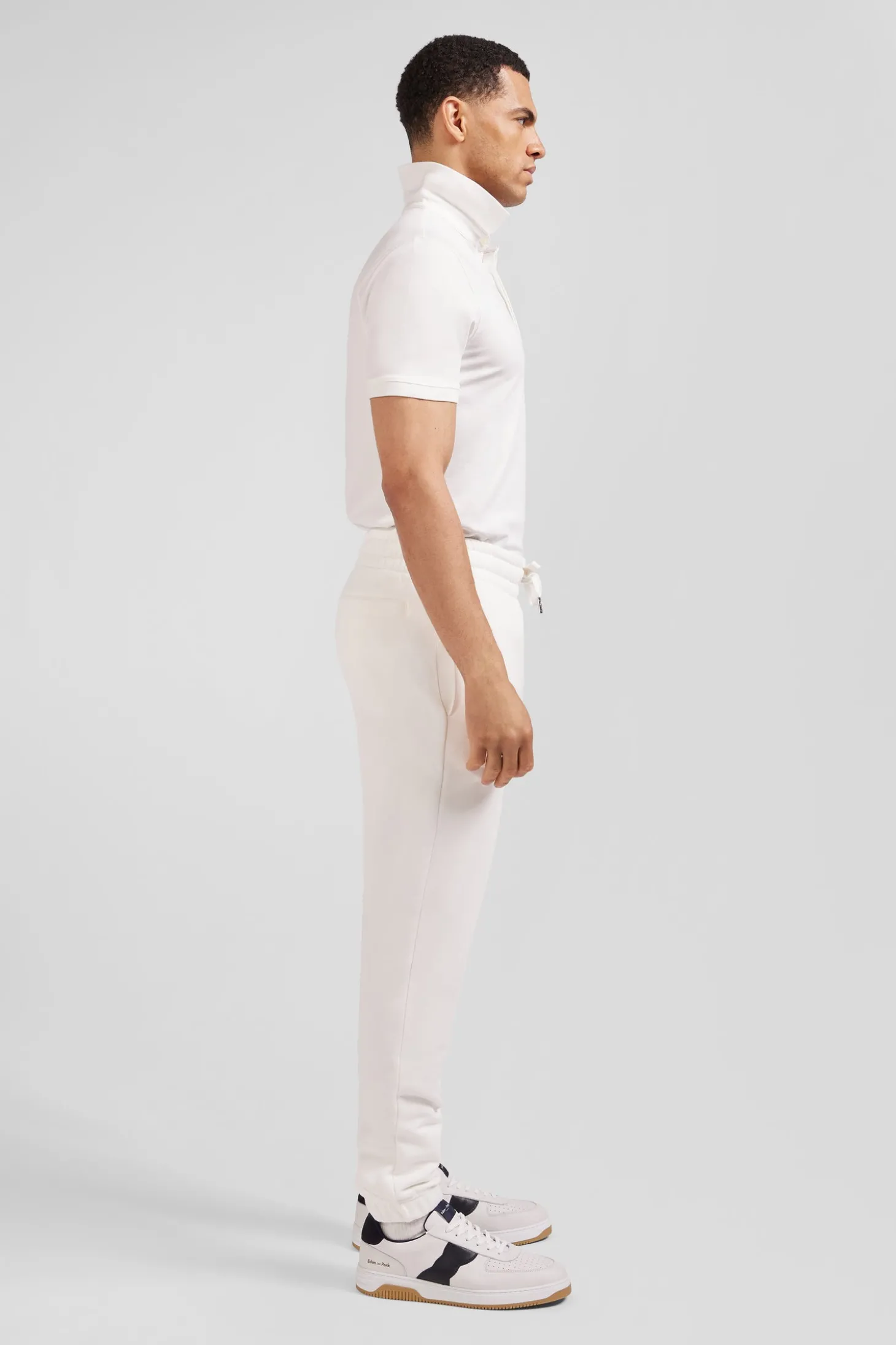 Pantalon jogging en molleton gratté écru coupe Regular