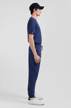 Pantalon jogging en molleton coton gratté bleu marine coupe Regular