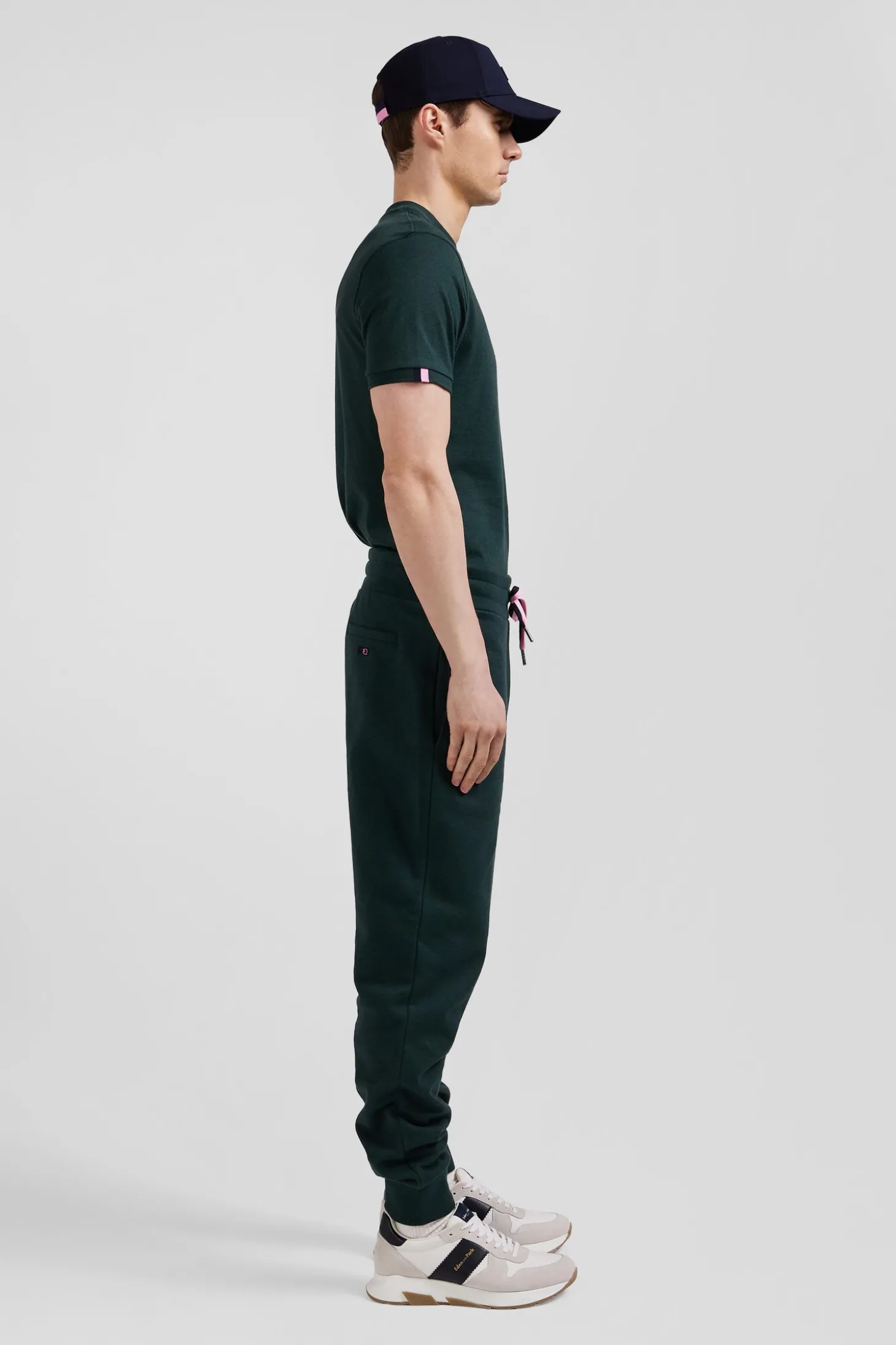 Pantalon jogging en molleton coton gratté vert coupe Regular