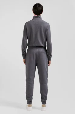 Pantalon jogging en molleton coton gratté gris coupe Regular