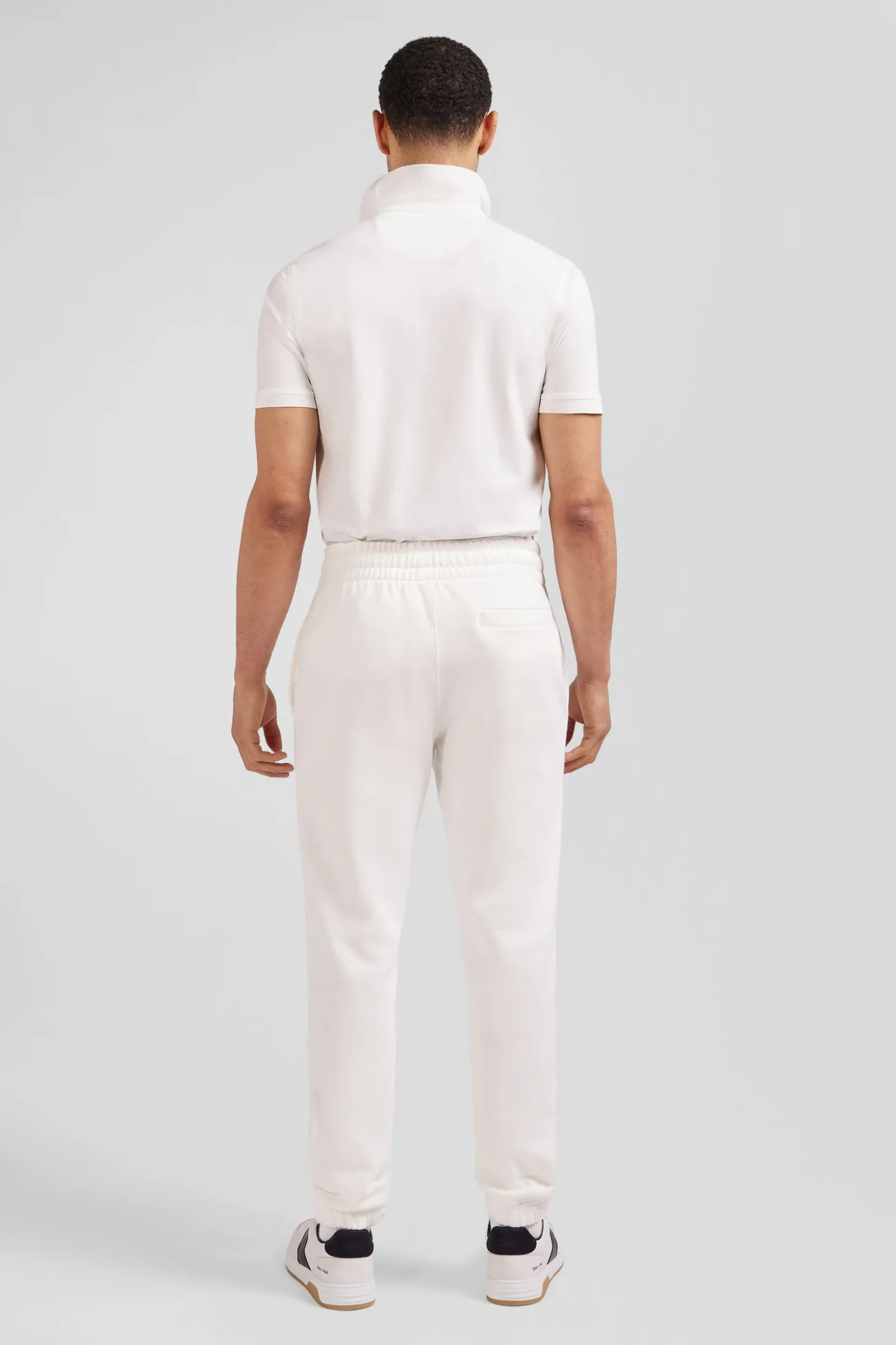 Pantalon jogging en molleton gratté écru coupe Regular