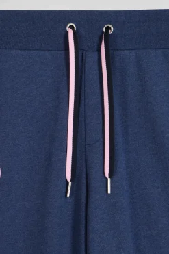 Pantalon jogging en molleton coton gratté bleu marine coupe Regular