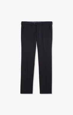 Pantalon regular bleu foncé en laine à plis cassés