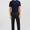 Pantalon regular gris foncé en laine à plis cassés