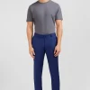 Pantalon slim bleu en laine à plis cassés
