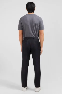 Pantalon slim gris foncé en laine à plis cassés