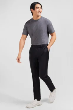 Pantalon slim gris foncé en laine à plis cassés