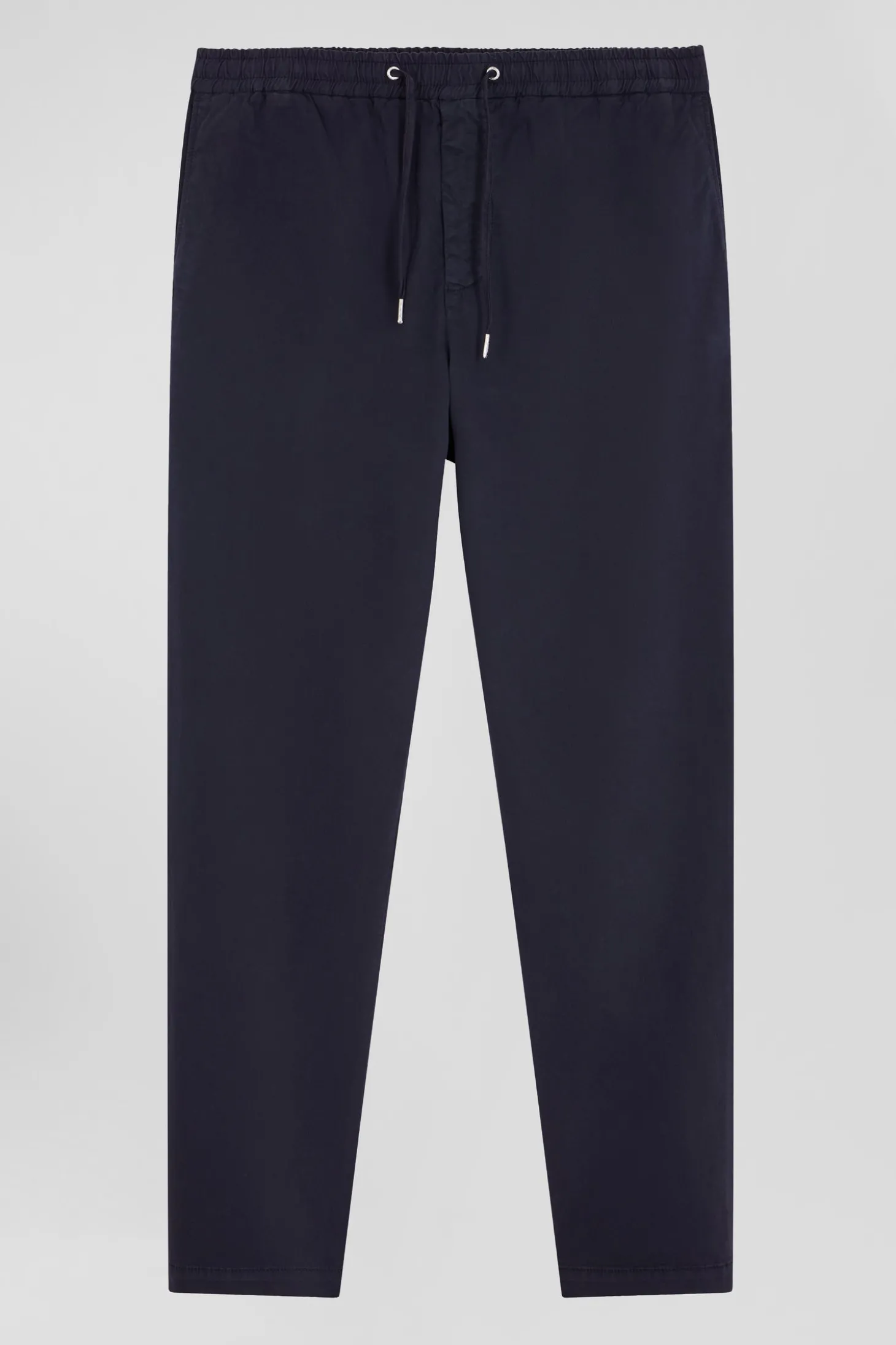 Pantalon taille élastique en coton stretch bleu marine coupe Modern