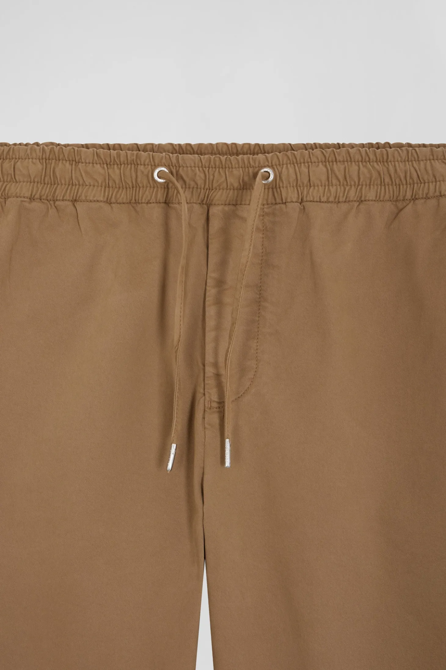 Pantalon taille élastique en coton stretch camel coupe Modern