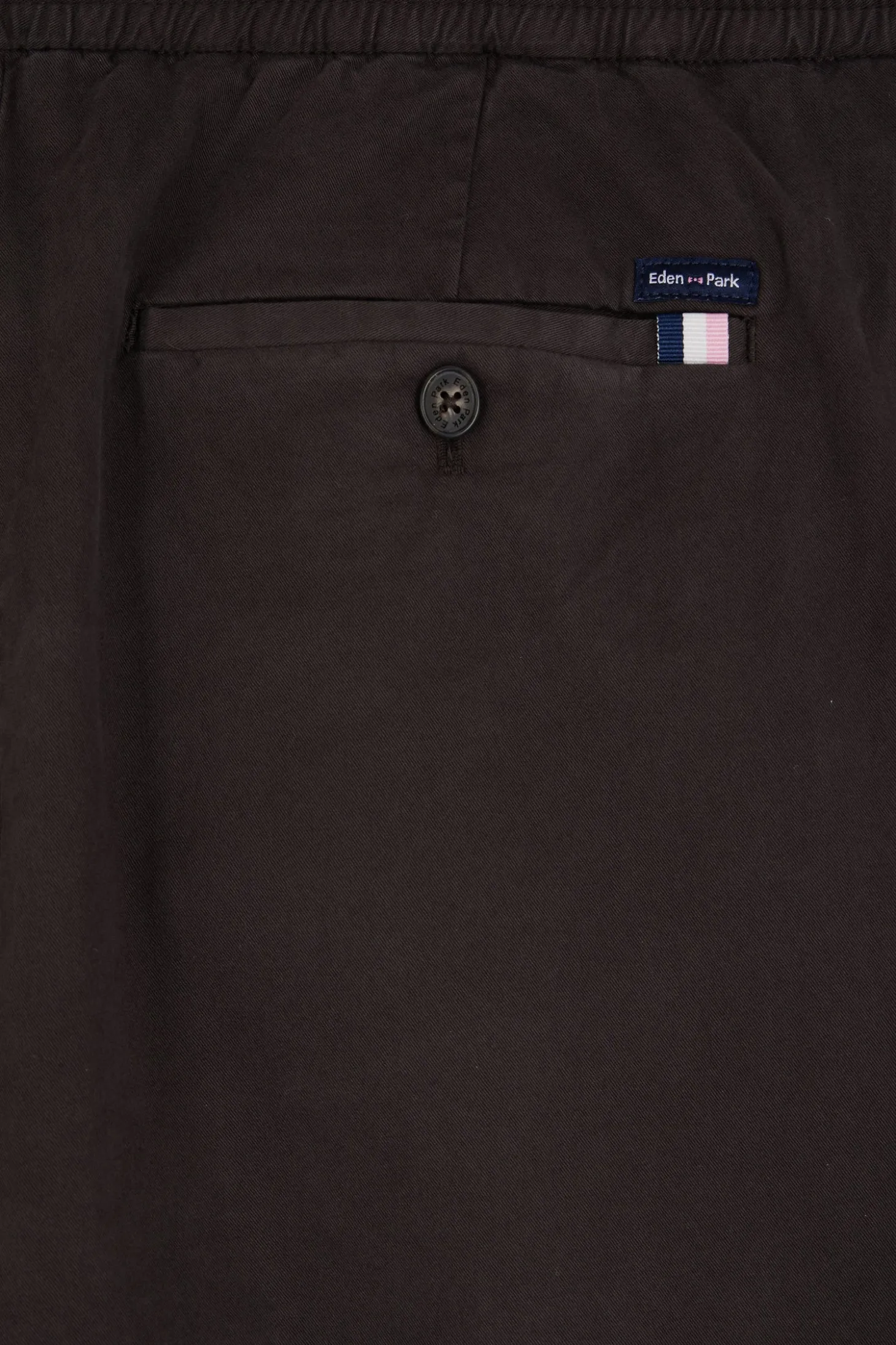 Pantalon taille élastique en coton stretch marron coupe Modern