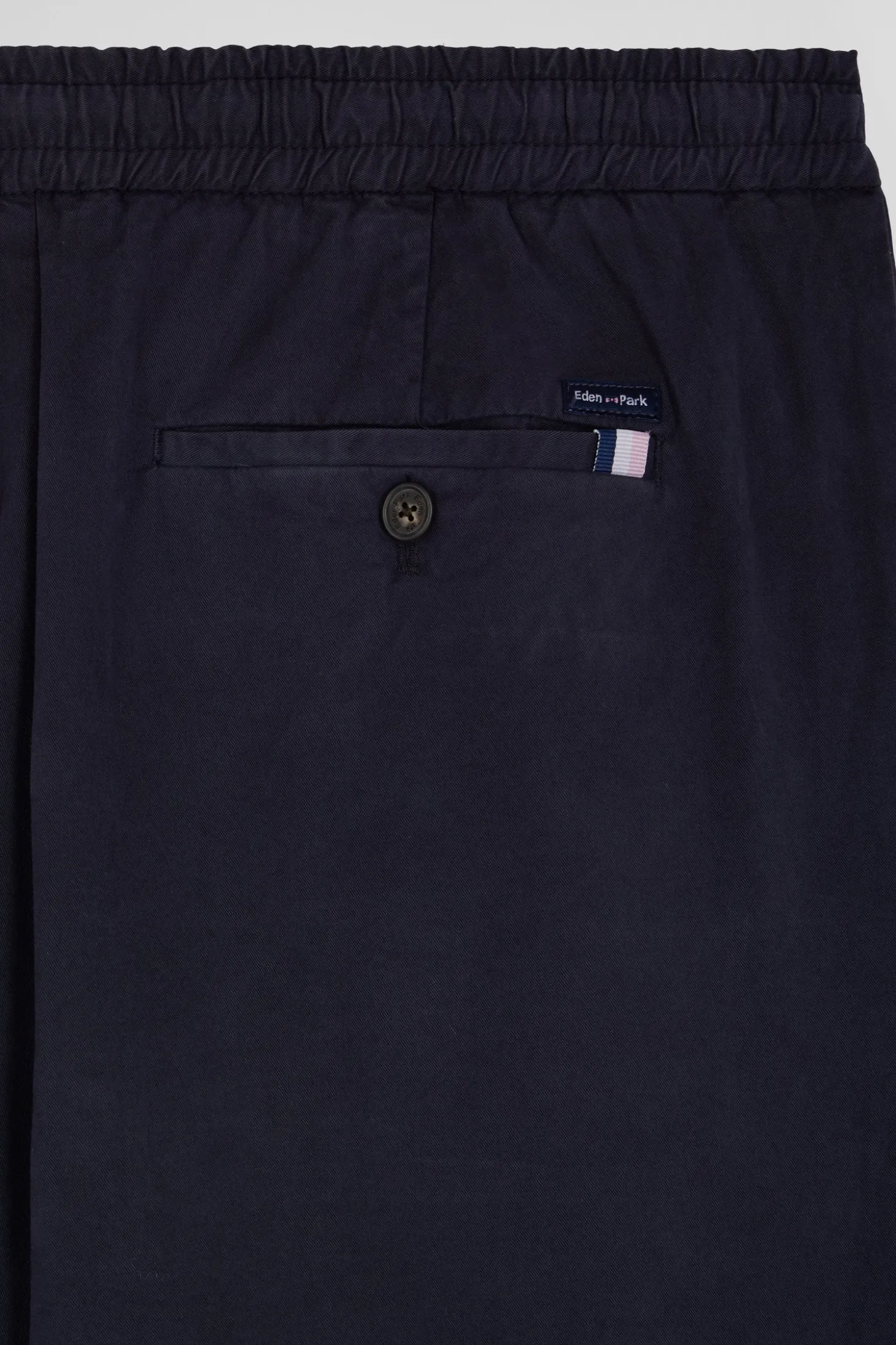 Pantalon taille élastique en coton stretch bleu marine coupe Modern