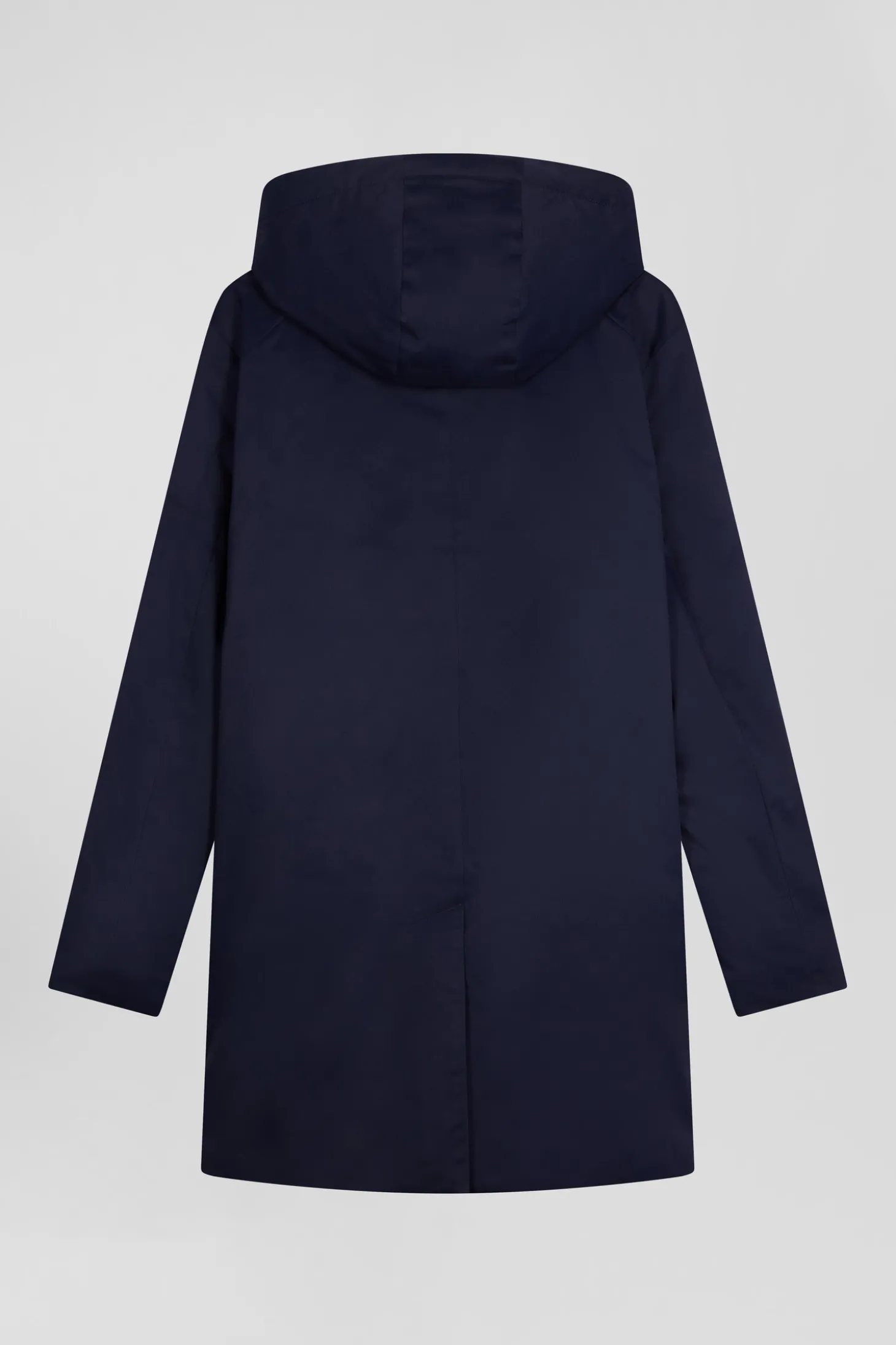 Parka à capuche amovible en nylon bleu marine