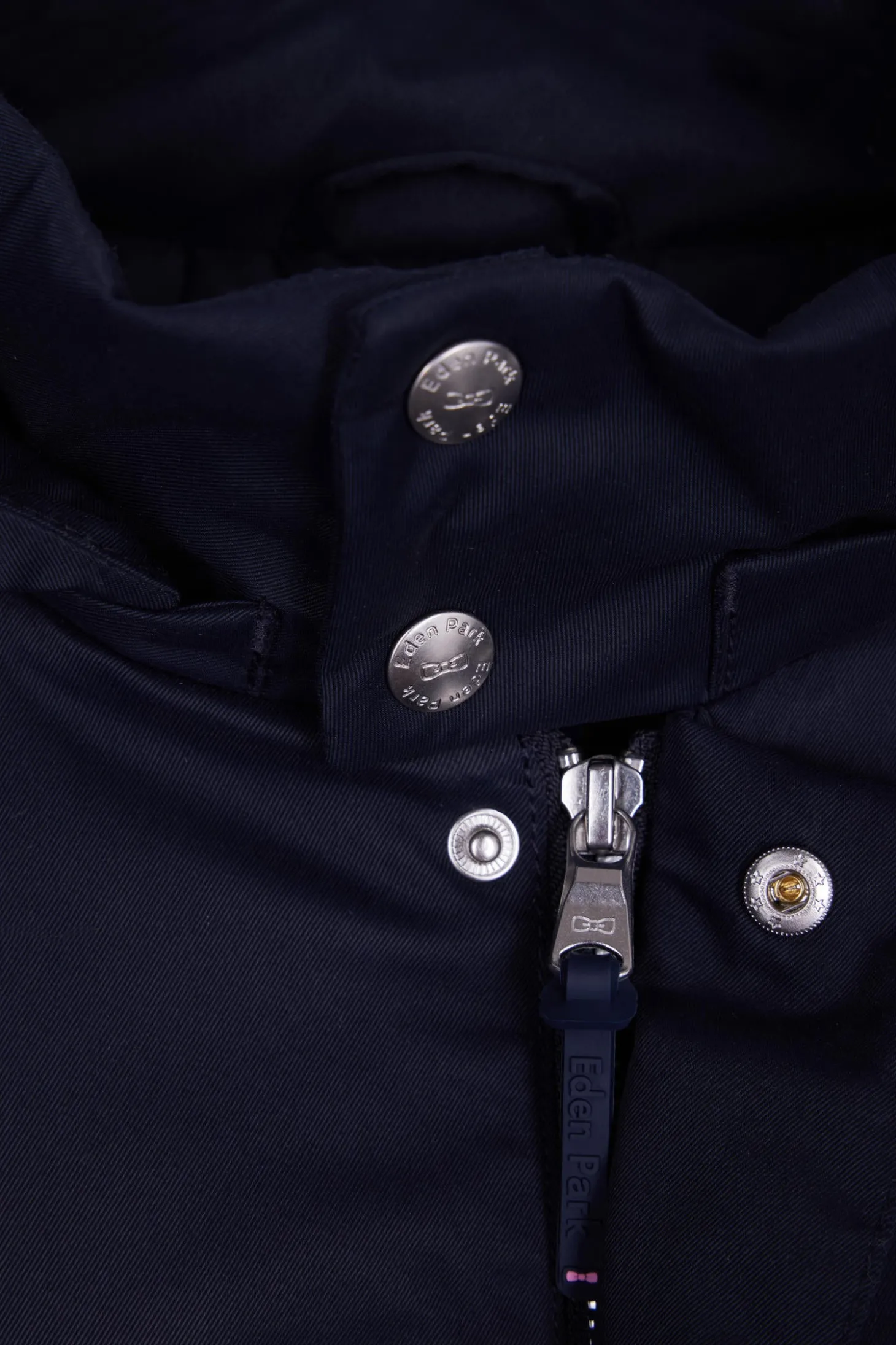 Parka à capuche amovible en nylon bleu marine