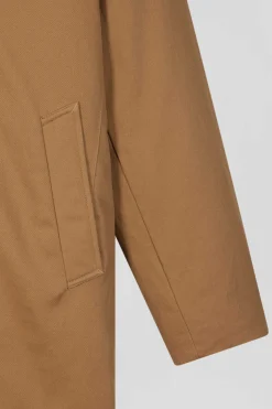 Parka à capuche en gabardine de coton camel